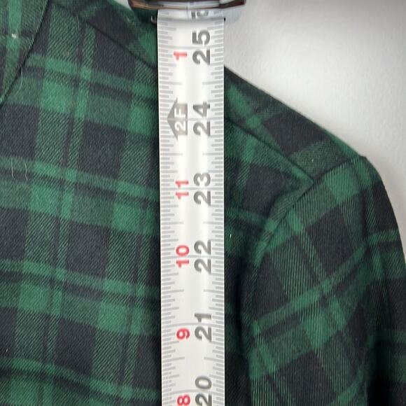 Eternal Summer blue & green plaid long sleeve button down tie neck top medium - Picture 6 of 7